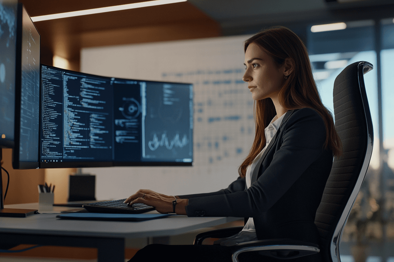 Woman working on laptop